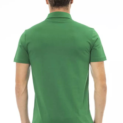 Polo en coton vert chic avec logo brodé