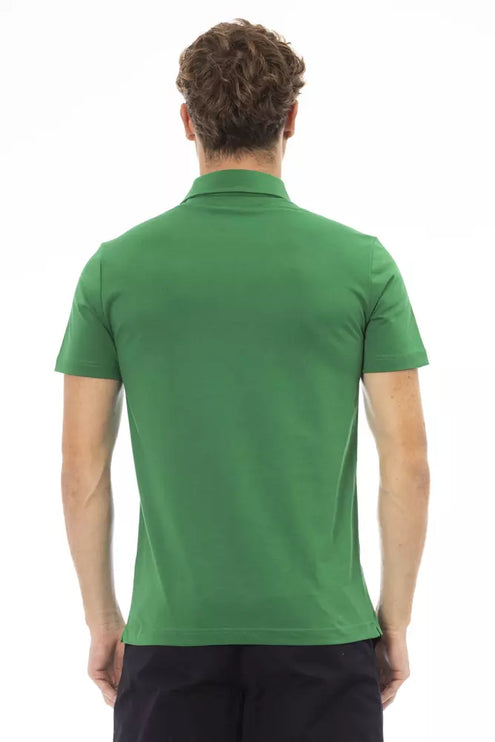 Polo en coton vert chic avec logo brodé