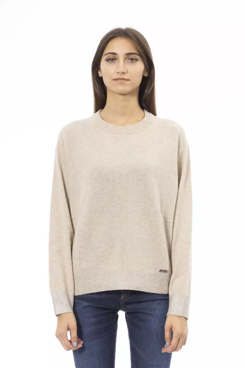 Élégant pull d'équipage beige pour femmes