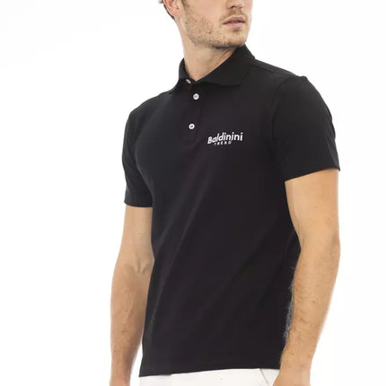 Elegante polo ricamato nero