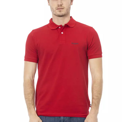 Polo élégant en coton rouge avec broderie chic