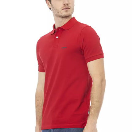 Polo élégant en coton rouge avec broderie chic