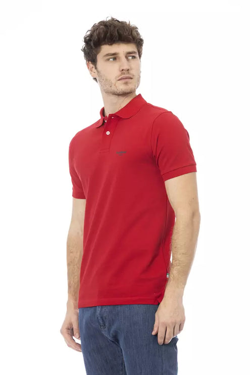 Polo élégant en coton rouge avec broderie chic