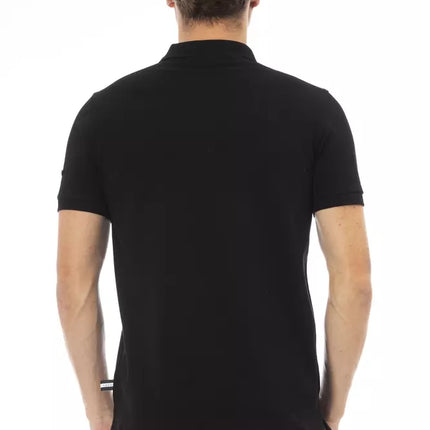 Polo di cotone nero elegante con elegante ricamo