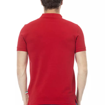 Polo élégant en coton rouge avec broderie chic