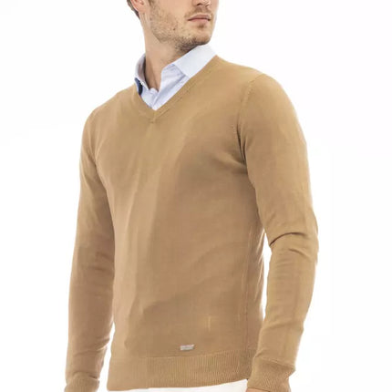 Maglione modale modale a V Beige