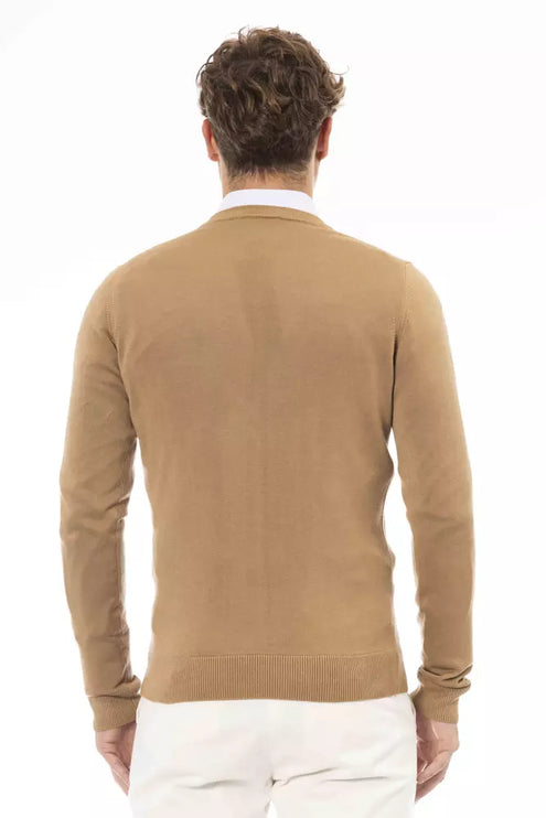 Maglione modale modale a V Beige