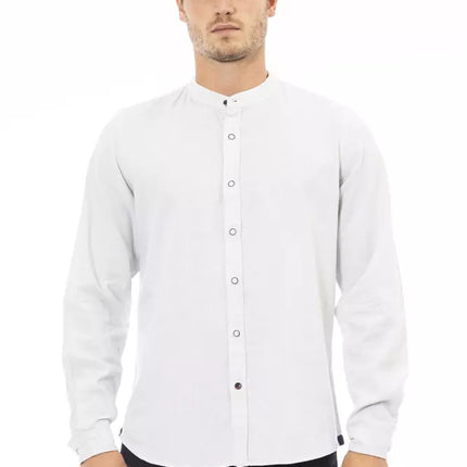 Camisa de cuello de collar de mandarín elegante