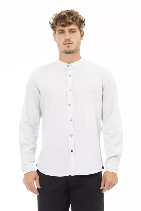 Camisa de cuello de collar de mandarín elegante