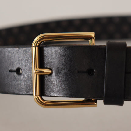 Elegant Leather Belt with Logo Engraved Buckle