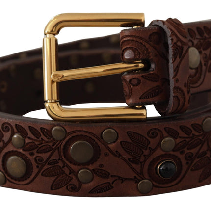 Elegant Leather Belt with Engraved Buckle