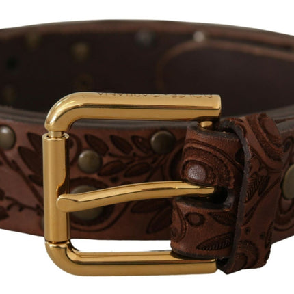 Elegant Leather Belt with Engraved Buckle