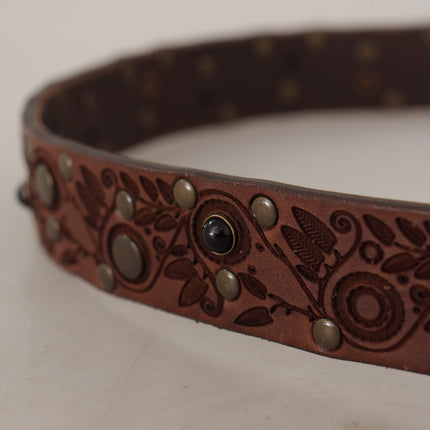 Elegant Leather Belt with Engraved Buckle