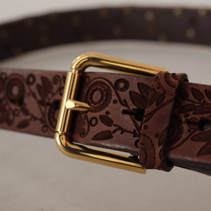 Elegant Leather Belt with Engraved Buckle