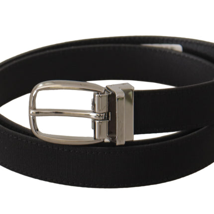 Elegant Black Canvas & Leather Belt