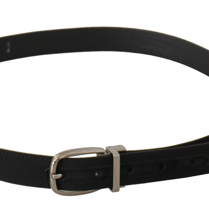 Elegant Black Canvas & Leather Belt