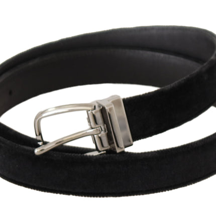 Elegant Velvet Designer Belt with Logo Engraved Buckle