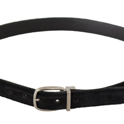 Elegant Velvet Designer Belt with Logo Engraved Buckle