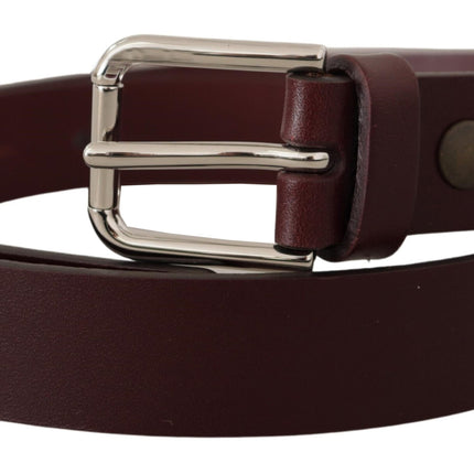 Maroon Luxe Leather Belt with Metal Buckle