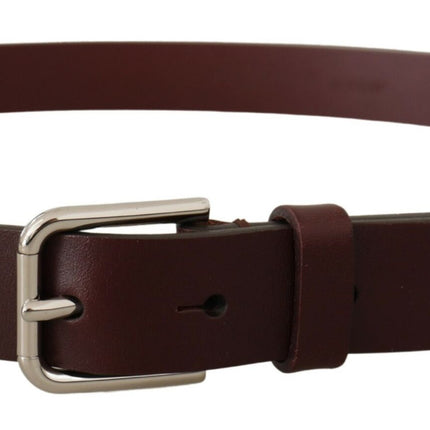 Maroon Luxe Leather Belt with Metal Buckle