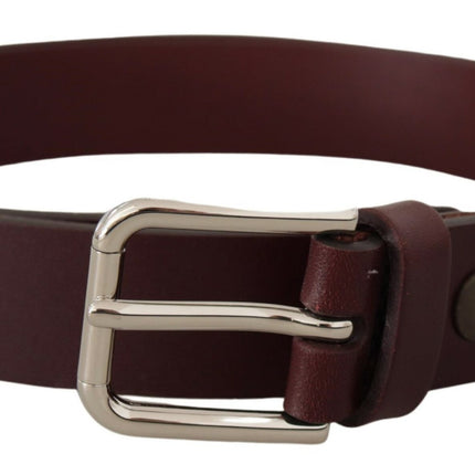 Maroon Luxe Leather Belt with Metal Buckle