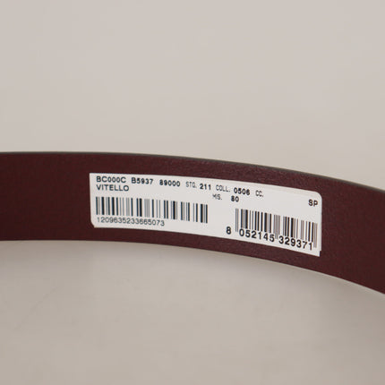 Maroon Luxe Leather Belt with Metal Buckle