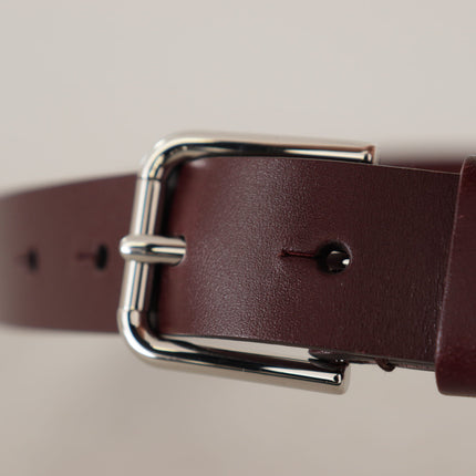 Maroon Luxe Leather Belt with Metal Buckle