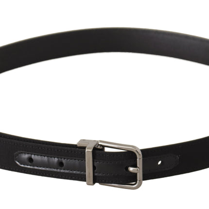 Elegant Black Leather Belt with Metal Buckle