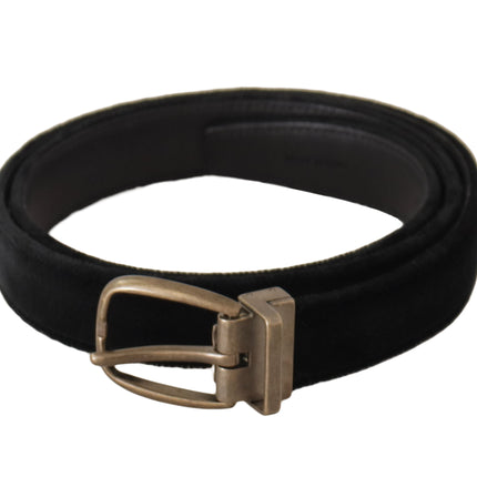 Elegant Black Leather Designer Belt