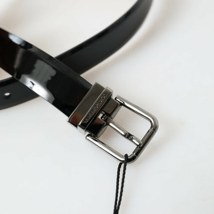 Elegant Black Leather Belt with Metal Buckle