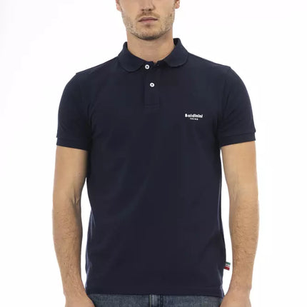 Chic Blue Broidered Cotton Polo