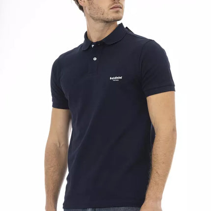 Chic Blue Broidered Cotton Polo