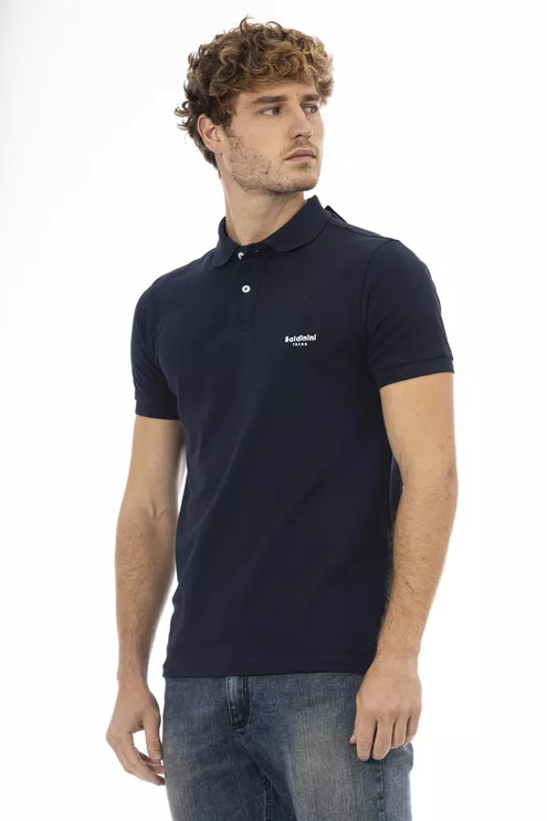 Chic Blue Broidered Cotton Polo