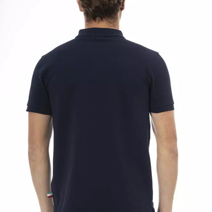 Chic Blue Broidered Cotton Polo