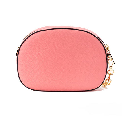 Jet Set Glam Tea Rose Cuero Oval Crossbody Bolso Monedero