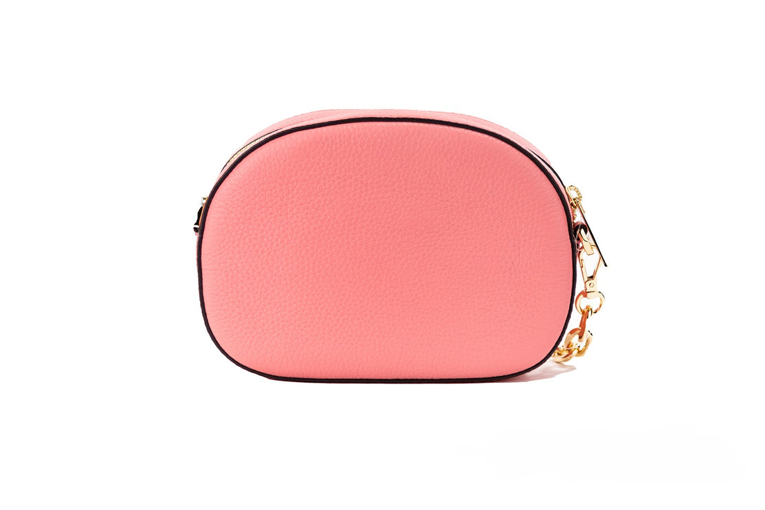 Jet Set Glam Tea Rose Cuero Oval Crossbody Bolso Monedero