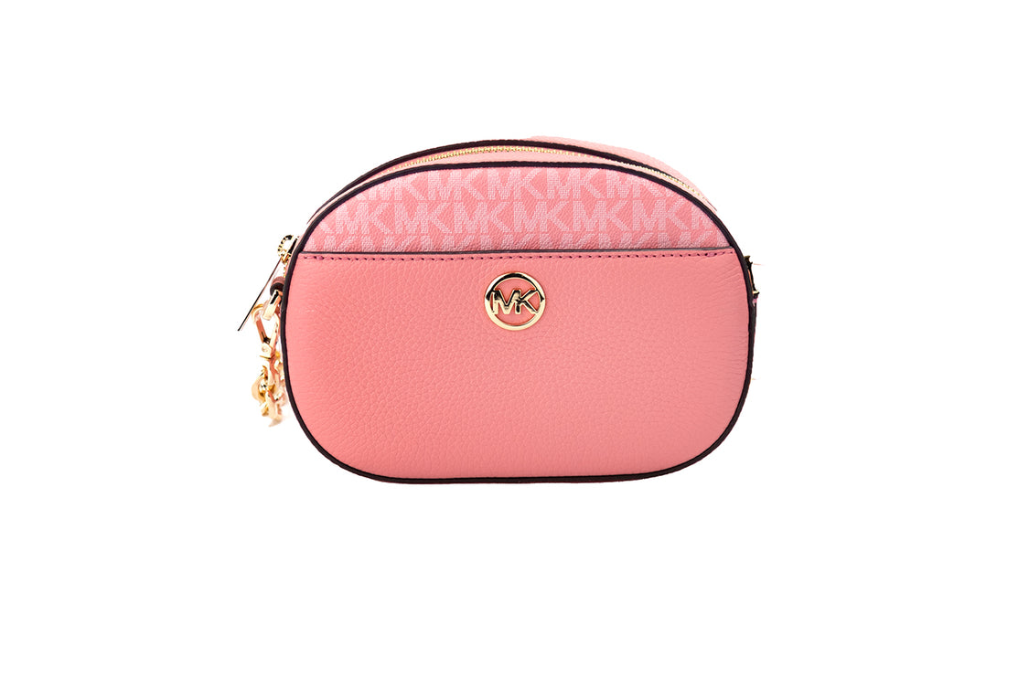 Jet Set Glam Tea Rose Cuero Oval Crossbody Bolso Monedero