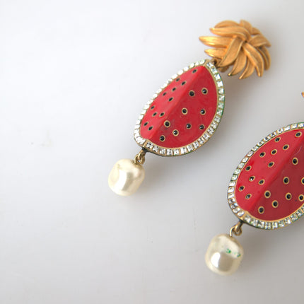 Radiant Red Watermelon Clip-On Earrings