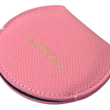 Elegante porta-specchio in pelle rosa