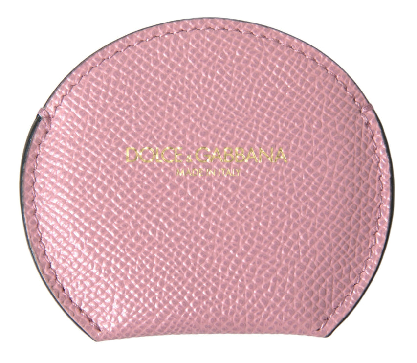 Elegante porta-specchio in pelle rosa