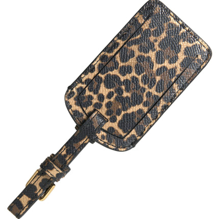 Elegante etichetta per bagagli in pelle di leopardo