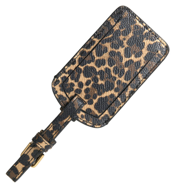 Elegante etichetta per bagagli in pelle di leopardo