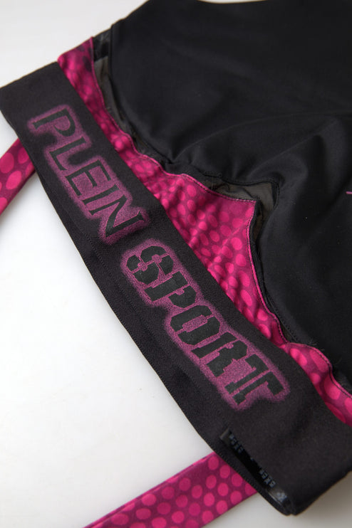 Elegante reggiseno sportivo nero con accento fucsia