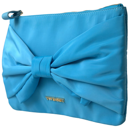 Elegante pochette in seta con fiocco