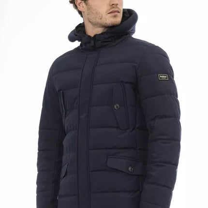 Veste à capuche bleu élégante avec détail monogramme