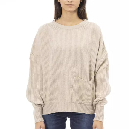 Maglione di miscela cashmere blend chic equipaggio beige