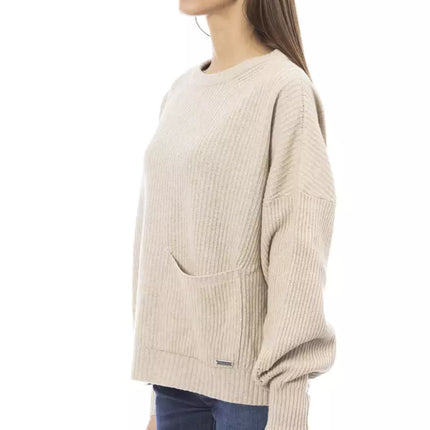 Maglione di miscela cashmere blend chic equipaggio beige