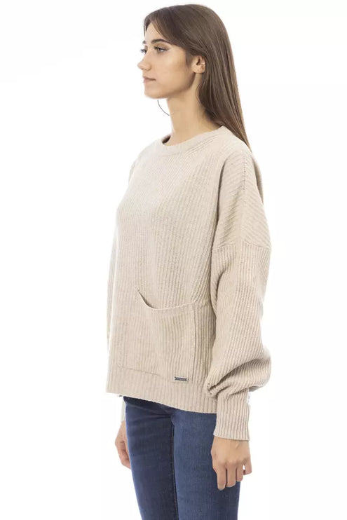 Maglione di miscela cashmere blend chic equipaggio beige