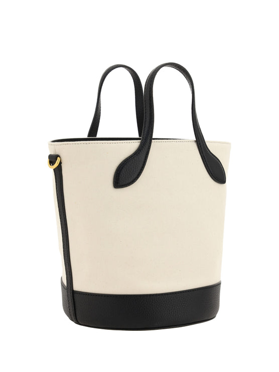 Elegante bolso de mano con monograma en blanco y negro