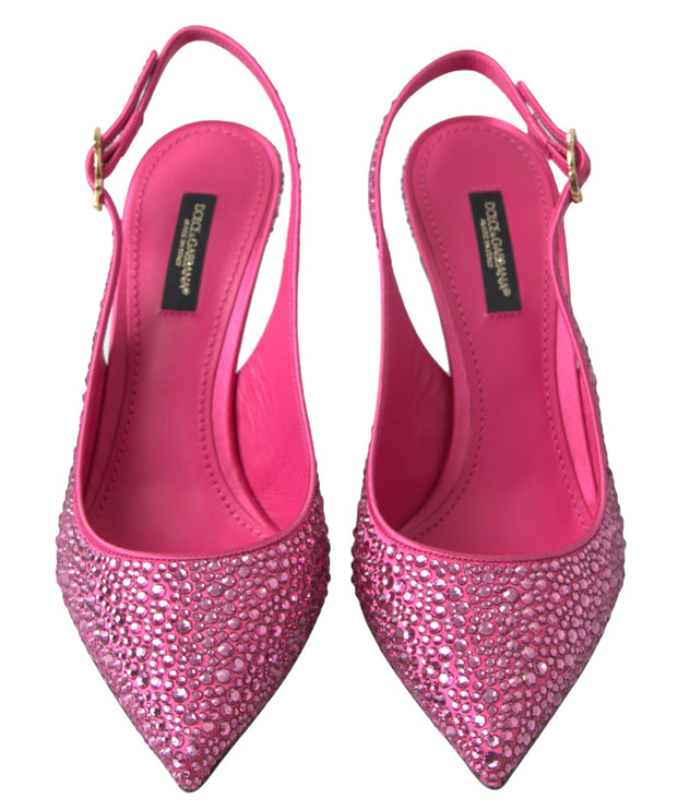 Eleganti tacchi slingback in miscela di seta rosa